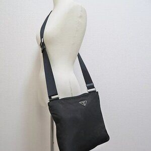 Authentic PRADA Black Nylon Shoulder Crossbody Bag Purse